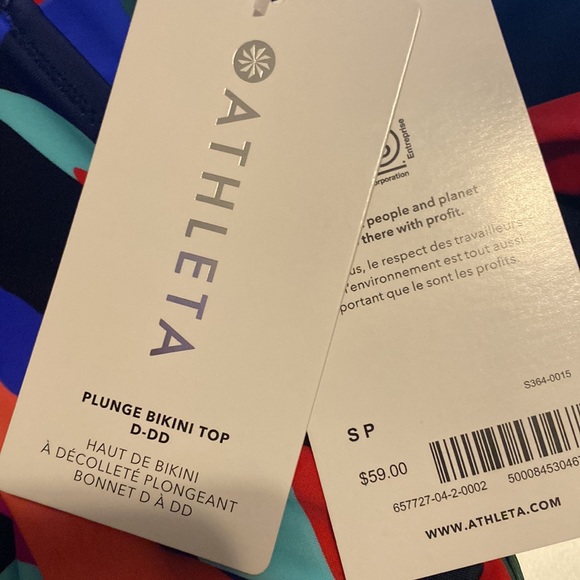 ❤️ Athleta Plunge Bikini Top D-DD // Tossed Floral Dress Blue - Picture 4 of 8